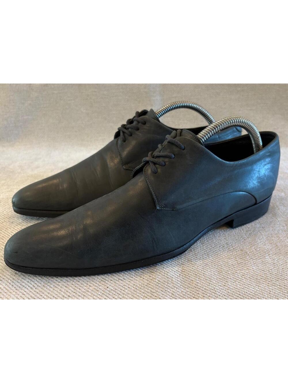Dolce & Gabbana Men's Matte Grey Leather Derby Shoes Made in Italy Size 8.5 / 41